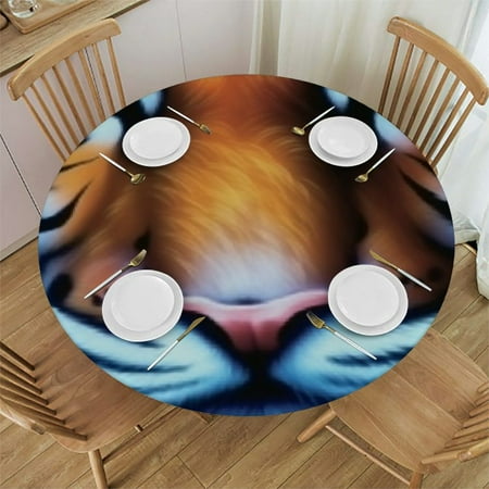 

Colorful Smoke Patterned Round Tablecloth Waterproof and Wipeable with Elasticized Edges