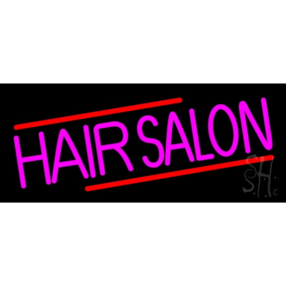 Pink Hair Salon LED Neon Sign 10 x 24 - inches, Black Square Cut Acrylic Backing, with Dimmer - Bright and Premium built indoor LED Neon Sign for Defence Force.