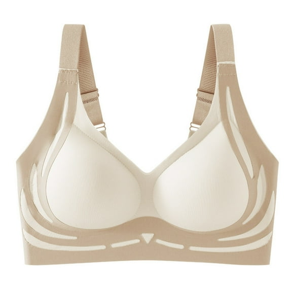 Bras for Women No Underwire Full Coverage Seamless Push Up Wireless Color Block Soft Lightly Underwear Everyday Bras (36/83BC, White)