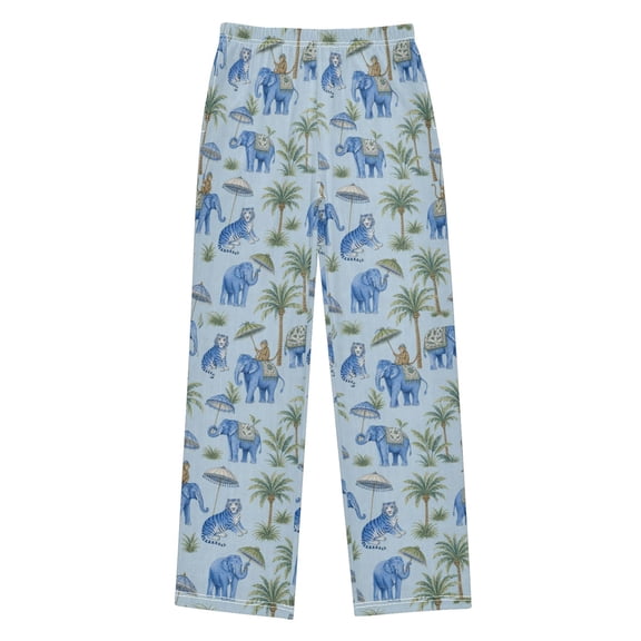 Boys Long Pajama Pants Soft Sleepwear Kids Lounge PJ Bottoms with Side Pockets for Home Blue Elephant Pattern Small