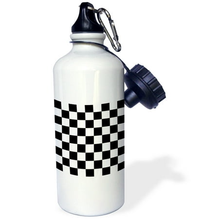 

Check black and white pattern - checkered checked squares chess checkerboard or racing car race flag 21 oz Sports Water Bottle wb-154527-1