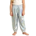 thumbnail image 2 of Lmnyox Kid's Shiny Sequin Pants Loose Fashion Performance Dance Trousers Solid Color Cuffed Party Pants, 2 of 5