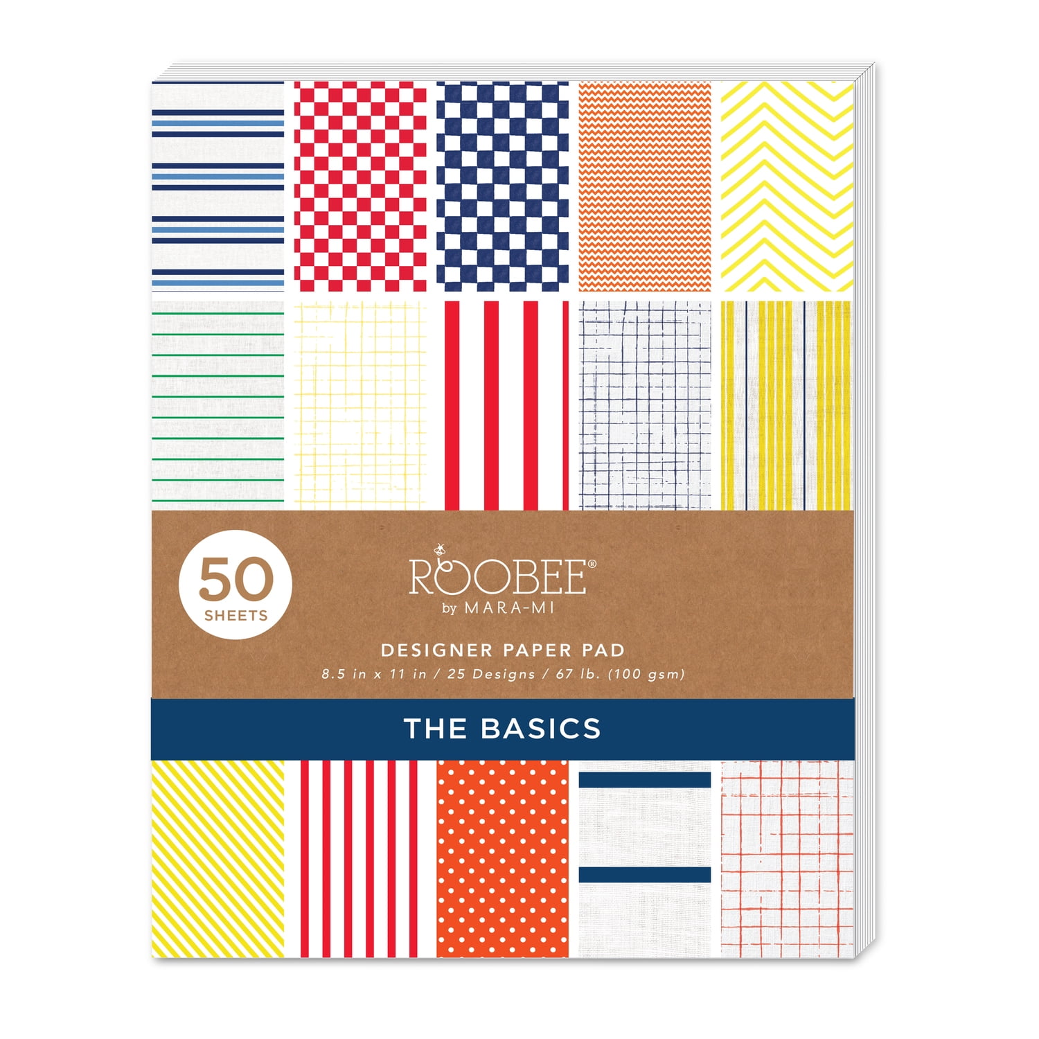 (2 pack) Roobee by Mara Mi Multicolor Bright and Bold Paper Pad, 50 Sheets, 25 Designs