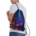 thumbnail image 3 of Drawstring Backpack - Halloween Colorful Forest Witch Splash Proof Small Drawstring Gym Bag for Women Men, Cinch Sports String Bag Backpack for Travel Swimming Beach, 3 of 8