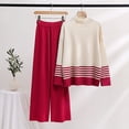 thumbnail image 5 of Conjunto de 2 piezas para mujer, Jersey de punto de manga larga, Top y pantalones de pierna ancha, 5 of 5