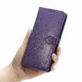 thumbnail image 5 of Dteck For Apple iPhone 12 Mini 5.4" [Flower Embossed] PU Leather Wallet Flip Folio Protective Case Cover with Card Holder and Stand, Purple, 5 of 6