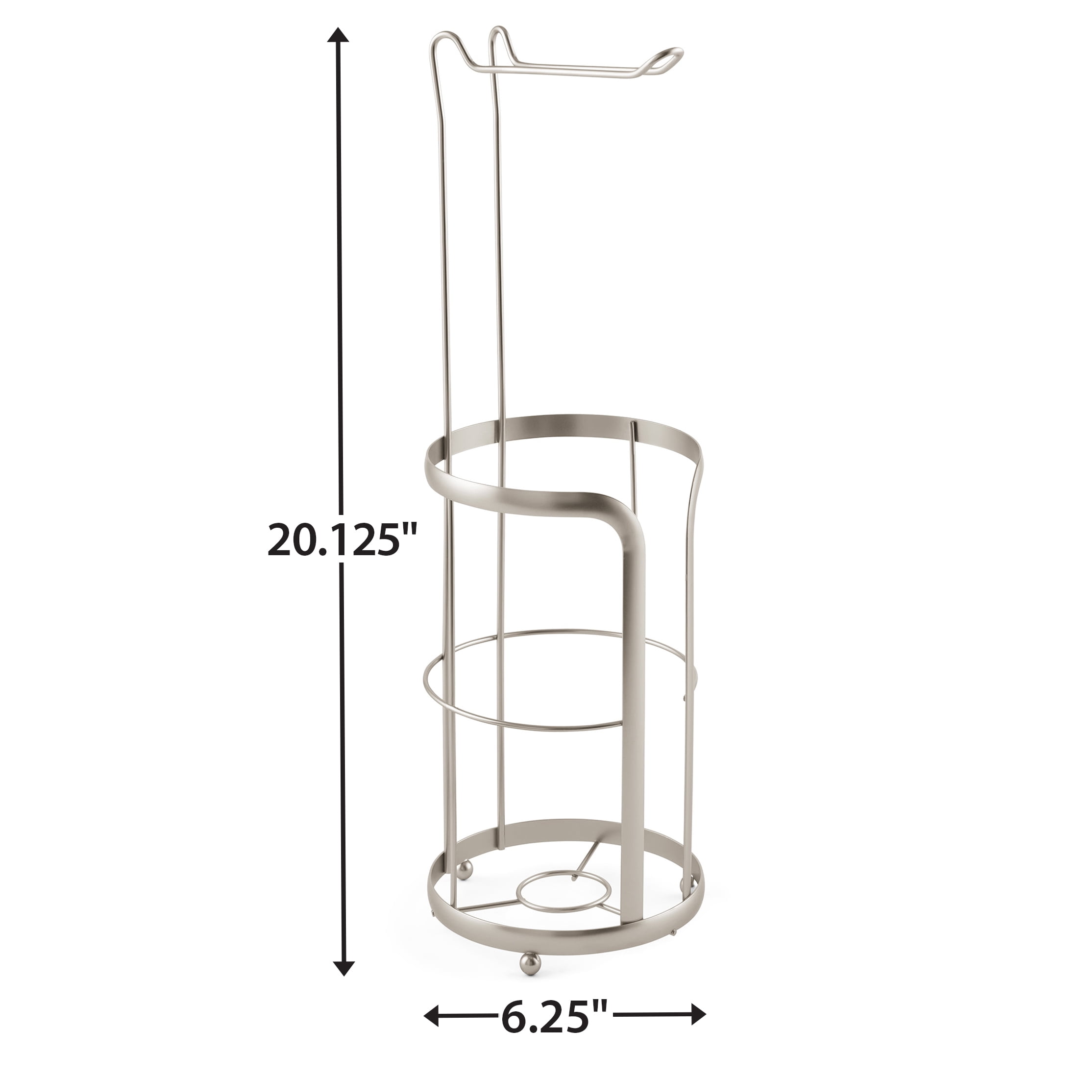 Mainstays Free Standing Satin Nickel Toilet Paper Holder and Roll Reserves Storage