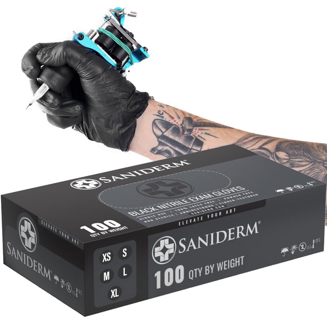 Guantes para tatuaje Saniderm de nitrilo, talla grande, 100 unidades, sin polvo