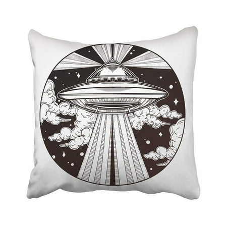 Cafe Ottoman - ARTJIA Abstract Fantastic Alien Spaceship Ufo With Flying Saucer In The Night Sky Conspiracy Pillowcase Cover 18x18 inch