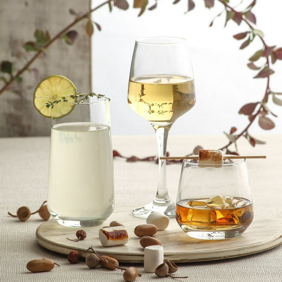 LAV Drinking Glasses Set of 18 - Clear Multipurpose Assorted Glassware Set