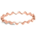 thumbnail image 4 of CHOOSE YOUR COLOR Rose-Tone Wave Ring .925 Sterling Silver Band Jewelry Female Male Unisex Size 2, 4 of 4