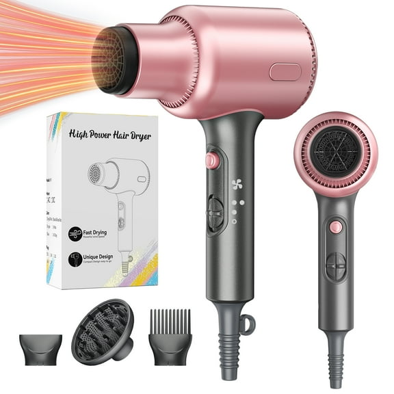 VoluVibe Hair Dryer, Blown Away Ionic Hair Dryer for Curly Hair with Diffuser, 1600W Fast Drying Blow Dryer with Ceramic Technology, 3 Attachments for All Hair Types