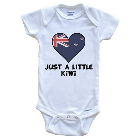 

Just A Little Kiwi Baby Bodysuit - Funny New Zealand Flag Baby Bodysuit 6-9 Months White