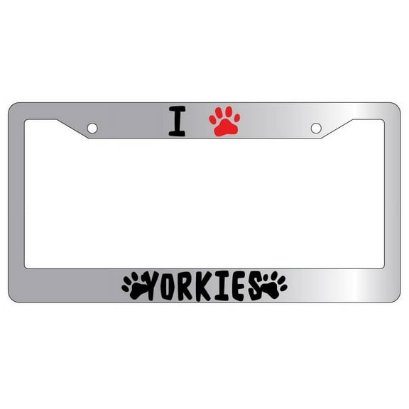 I Heart (Paw) Japanese Chins Black Plastic License Plate Frame