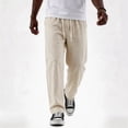 thumbnail image 6 of Nestiefly Mens Cotton Linen Pants Casual Elastic Waist Drawstring Summer Beach Pants Loose Fit Lightweight Dress Trousers 2026 Beige L, 6 of 6