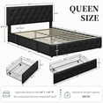 thumbnail image 3 of Yaheetech Faux Leather Upholstered Platform Bed with 3 Drawers, Queen, Black, 3 of 8