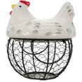 thumbnail image 1 of Metal Mesh Egg Basket Ceramic Farm Chicken Top for Food Storage Container (White), 1 of 5