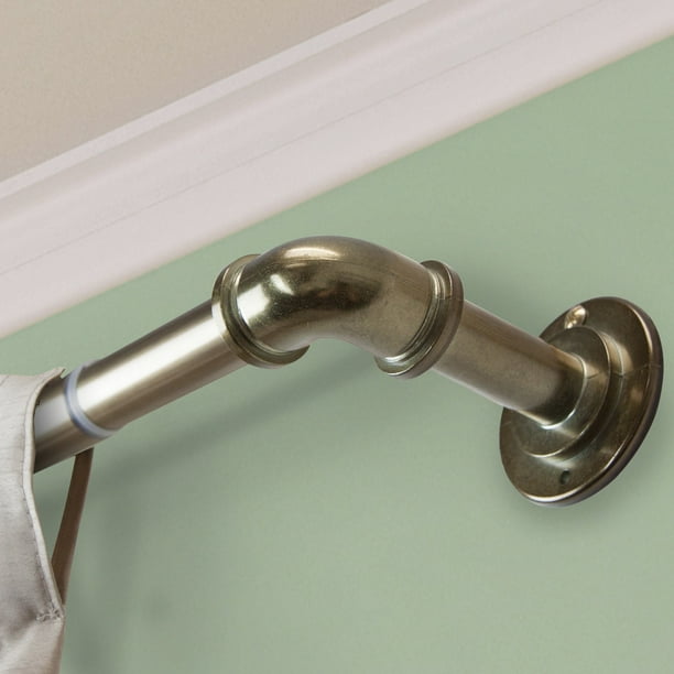 InStyleDesign Modern Industrial Steel Pipe 1inch Dia. Adj Curtain Rod