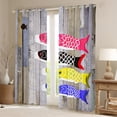 thumbnail image 2 of Erosebridal Coloful Fish Blackout Curtains, Rustic Farmhouse Cabin Decor Curtains, Japanese Koi Fish Window Curtains & Drapes, Retro Old Barn Door Darkening Curtains Bedroom Decor, 42"X63", 2 of 5