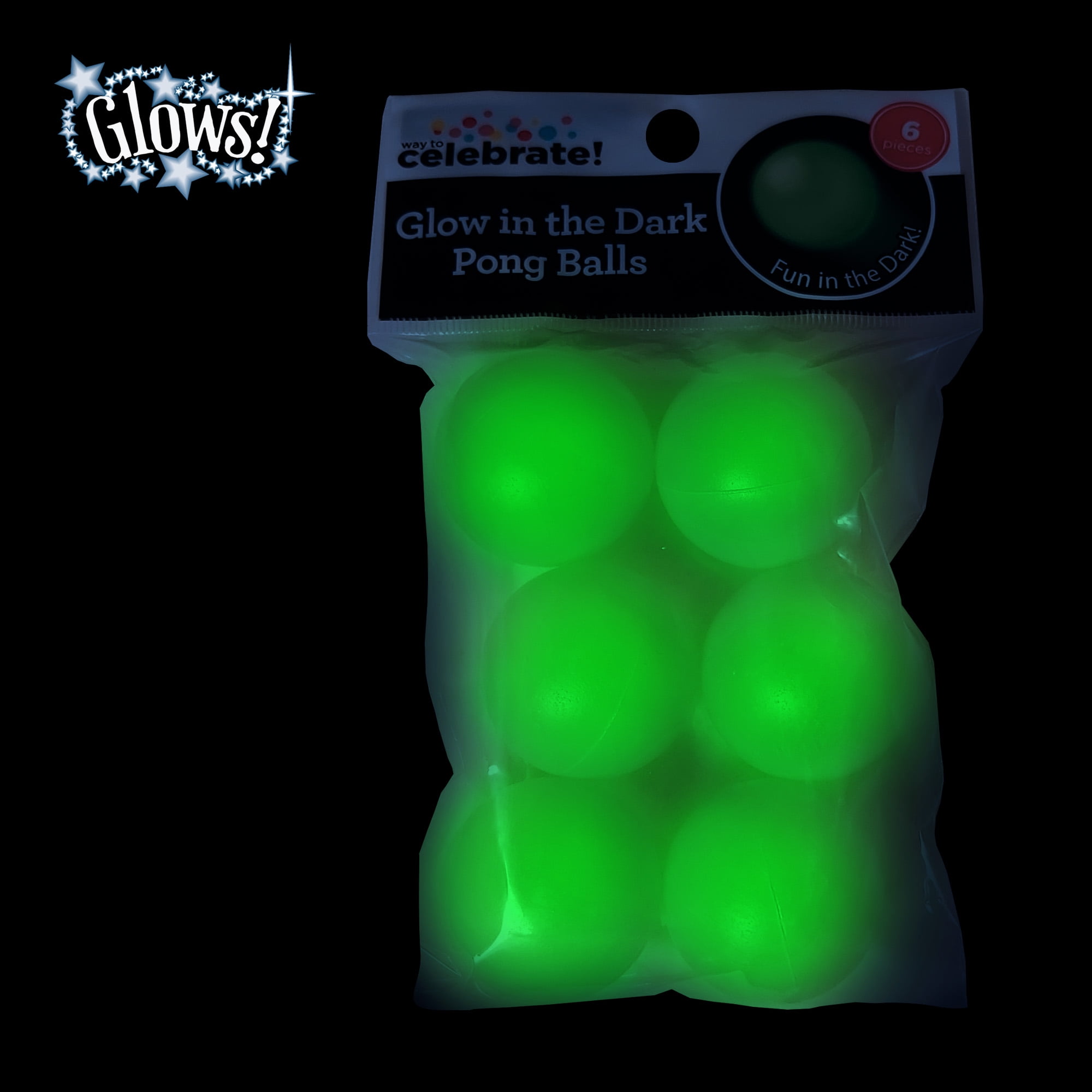 (3 pack) White Glow-in-the-Dark Pong Ball Party Favors, 6 Count, by Way To Celebrate