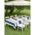 thumbnail image 5 of 54x80 Inch Outdoor Tablecloth with Umbrella Hole Zipper Rectangle Blue Aqua Striped Rectangular Tablecloths Outside Waterproof Farmhouse Stripe Art Patio Table Cloth Cover for Picnic Party, 5 of 8