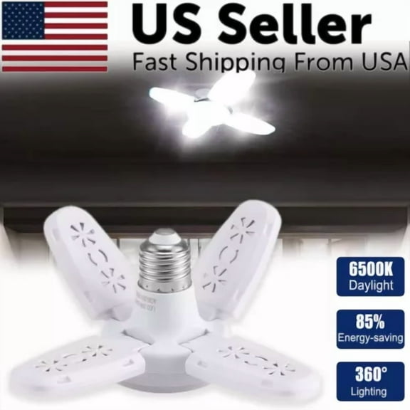 E27 Led Garage Light 28W Deformable Lighting Fixture 6500K For Workshop Basement