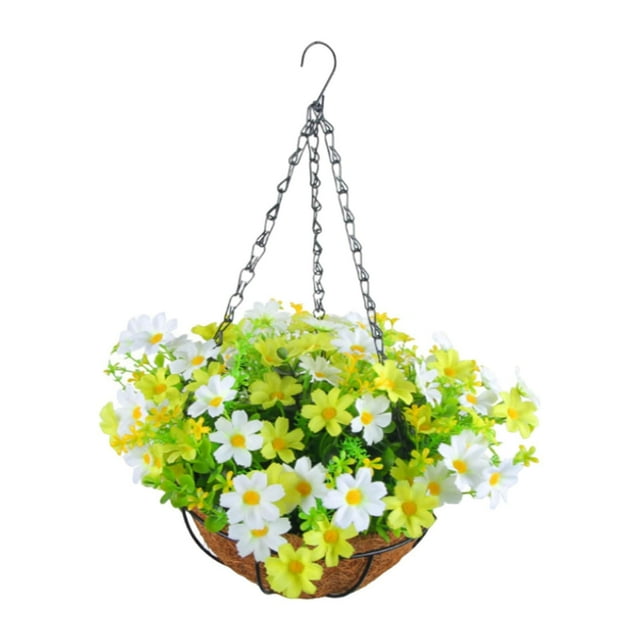 Maceta colgante con aspecto de cesta decorativa para jardín, boda y patio. Verde