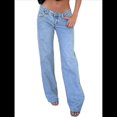 thumbnail image 1 of Pantalones Vaqueros de Pierna para Mujer, Tiro Bajo, Holgados, de Pierna Recta, Estilo Boyfriend, Vaqueros Casuales Sueltos, Estilo Chica Y2K Azul S, 1 of 9