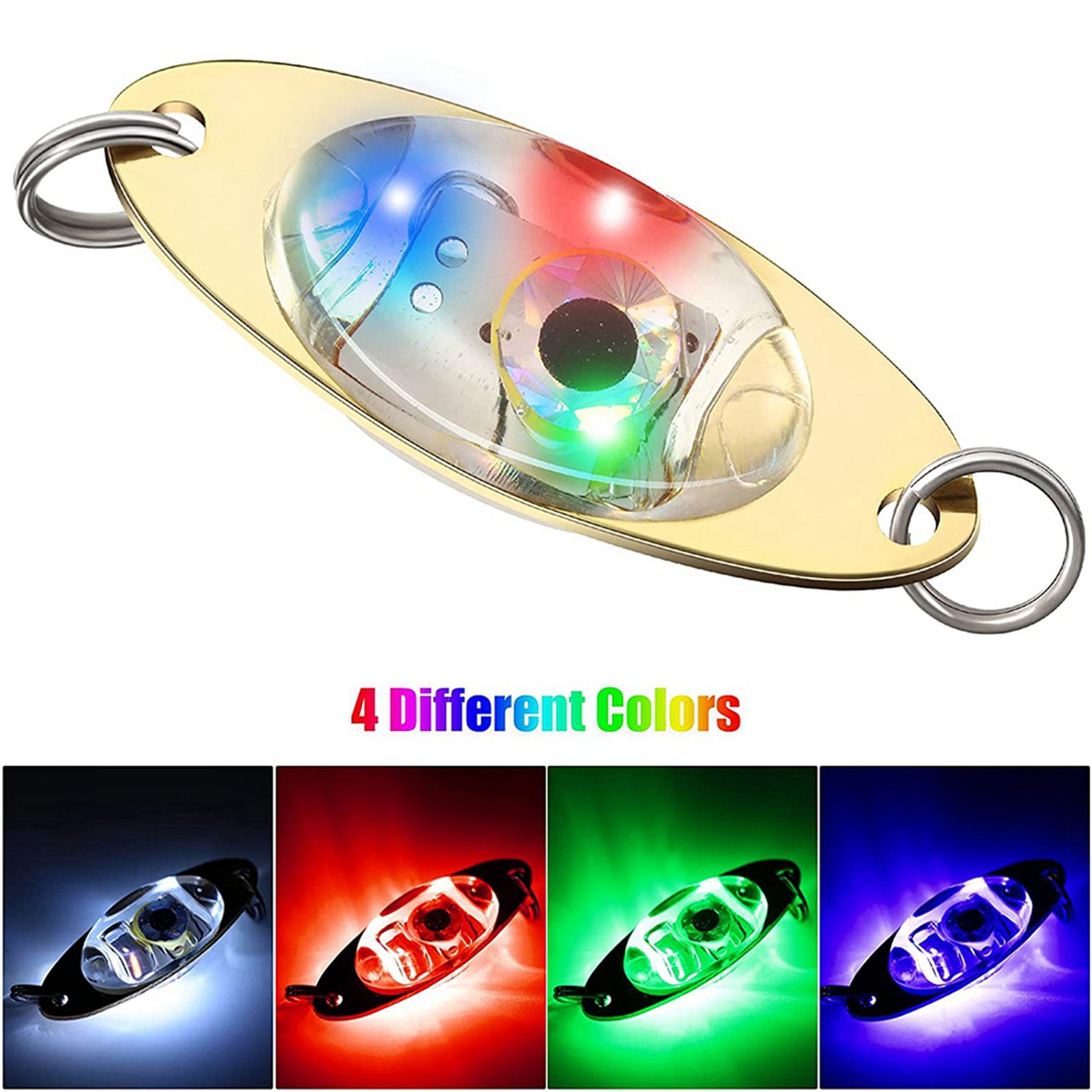 20 Pcs LED Fishing Lures Fishing Spoons Underwater Flasher Bass Halibut Flasher Trolling Deep Drop Fishing Light,20 x LED lighted bait flashers,Golden