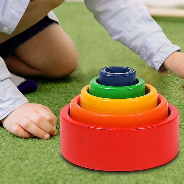 5 piezas de bloques de construcción apilados de íris, juguetes Montessori, juguetes educativos de aprendizaje, tazón de íris para estimular la Hugo Bloques de arcoiris