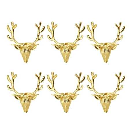 

TONKBEEY 6Pcs Gold Alloy High-quality Cute Durable Delicate Deer Head Creative Napkin Rings For Bar Restaurant Christmas Party Dinner