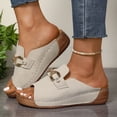 thumbnail image 2 of Dakaela Orthopedic Wedge Sandals Women 2026 Suede Platform Slip on Slides with Arch Support Open Toe Casual Beach Walking Shoes Beige Size 6.5, 2 of 6