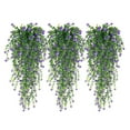 thumbnail image 2 of Fake Hanging Plants,3pc Artificial Hanging Flowers for Outdoors,Outdoor Faux Plants,Spring Fake Silk Violets with Eucalyptus Realistic Uv Resistant Trailing Vines Porch Yard Indoor Wedding Favors, 2 of 7