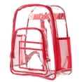 thumbnail image 1 of K-Cliffs Sac à Dos Transparent Robuste de Haute Qualité, Transparent, pour Étudiants, Sac d'École, Sac à Livres, Sac de Travail de Sécurité Transparent de Luxe, Sac de Jour de Voyage, Rouge, 1 of 5