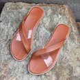 thumbnail image 4 of Zapatillas planas para mujer, sandalias con tiras transparentes atadas cruzadas de verano, zapatos para exteriores Wmkox8yii  hj789, 4 of 9