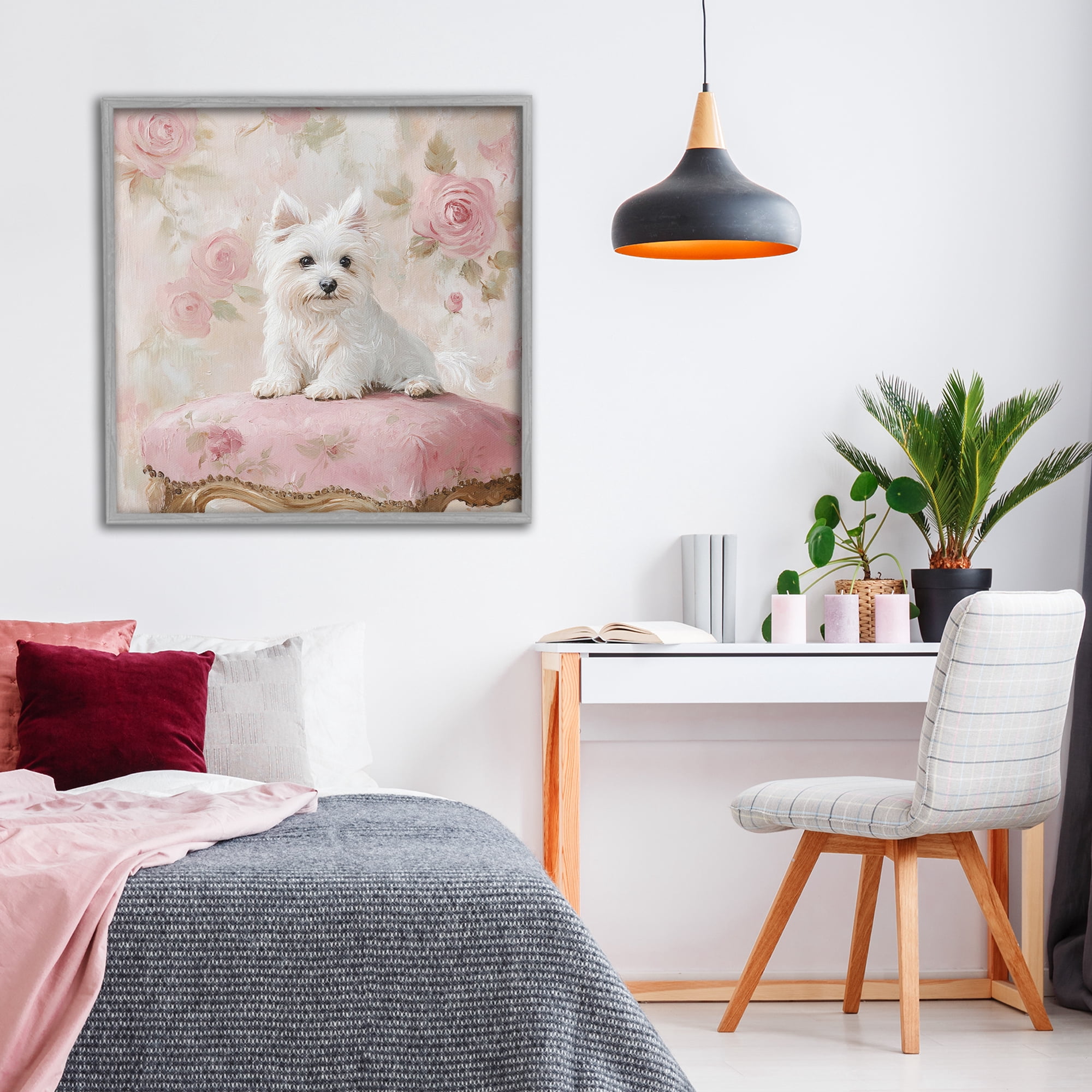 Stupell Industries Fancy Francesca Puppy Gray Framed Giclee Art, design by Tina LeCour