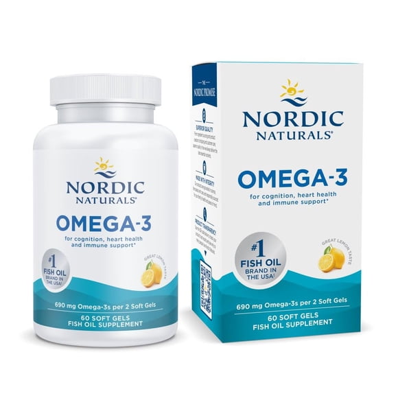 Suplemento de aceite de pescado Omega-3 de Nordic Naturals, 690 mg, 60 cápsulas blandas
