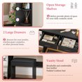 thumbnail image 5 of PayLessHere Vanity Desk Makeup Vanity With Large Mirror And 3 Color Light Options Dressing Table Set With Adjustable Power Strip hair dryer holder , 2 Drawers And 6 Storage Shelves (Black), 5 of 7