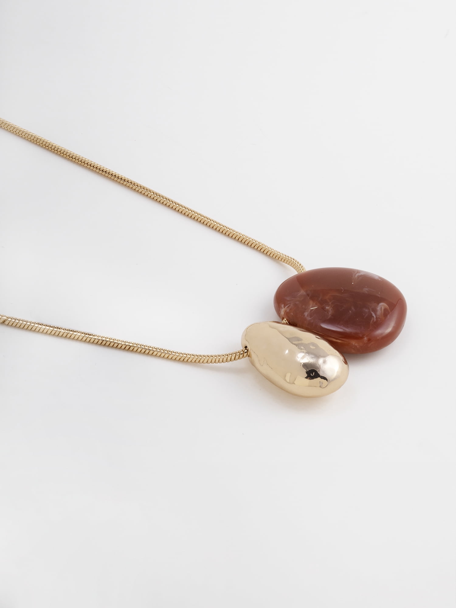 Scenario Women's Gold-Tone Necklace with Resin Teardrop