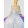 thumbnail image 6 of iiniim Girls 3 Pieces Halloween Alien Cosplay Outer Space Outfit Cap Sleeve Glossy Color Block Top and Skirt with Oversleeves for Role Play Party Colorful 16, 6 of 7