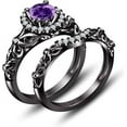 thumbnail image 2 of Ahansh Jewels 2.25 Ct Round Cut Purple Amethyst Engagement Wedding Thanksgiving Christmas Bridal Ring Set 14K Black Gold Plated 925 Sterling Silver For Women's -7.5, 2 of 2