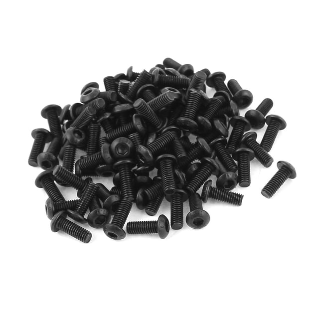 Unique Bargains 100 Pcs Vis de Tête de Machine Hexagonale en Acier Allié Noir M3 x 8mm