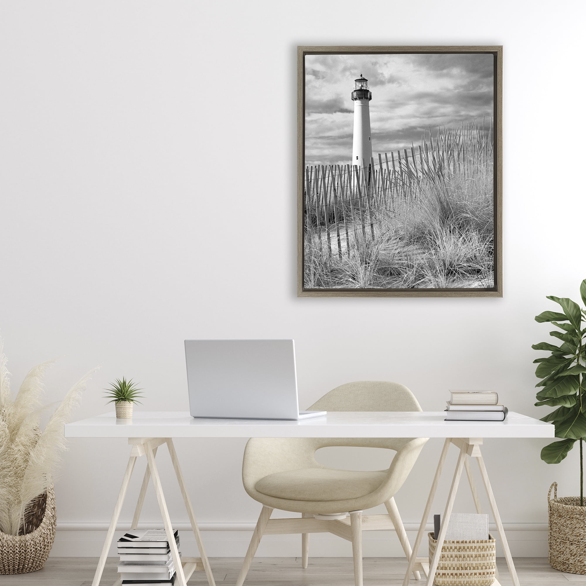 Stupell Industries Cape May Lighthouse View Brown Framed Floater Canvas Wall Art, design by MJ Photography