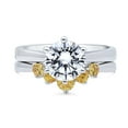 thumbnail image 2 of BERRICLE Sterling Silver 5-Stone Wedding Engagement Rings 2 Carat Cubic Zirconia CZ Solitaire Ring Set for Women, Rhodium Plated Size 8, 2 of 19