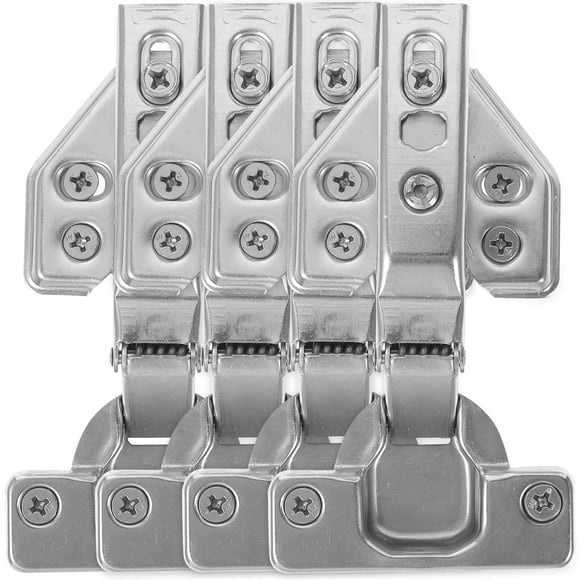 UPOUART 4Pcs Stainless Steel Concealed Hinges Full Overlay Soft Close for Cabinet Doors Silver