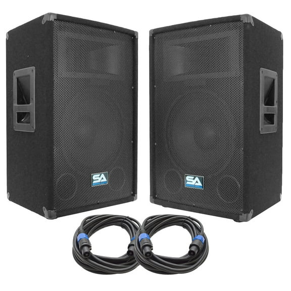Seismic Audio Pair of 12" PA Speakers and 25' Speaker Cables - PA/DJ Band PA Package - SA-12T-PKG21