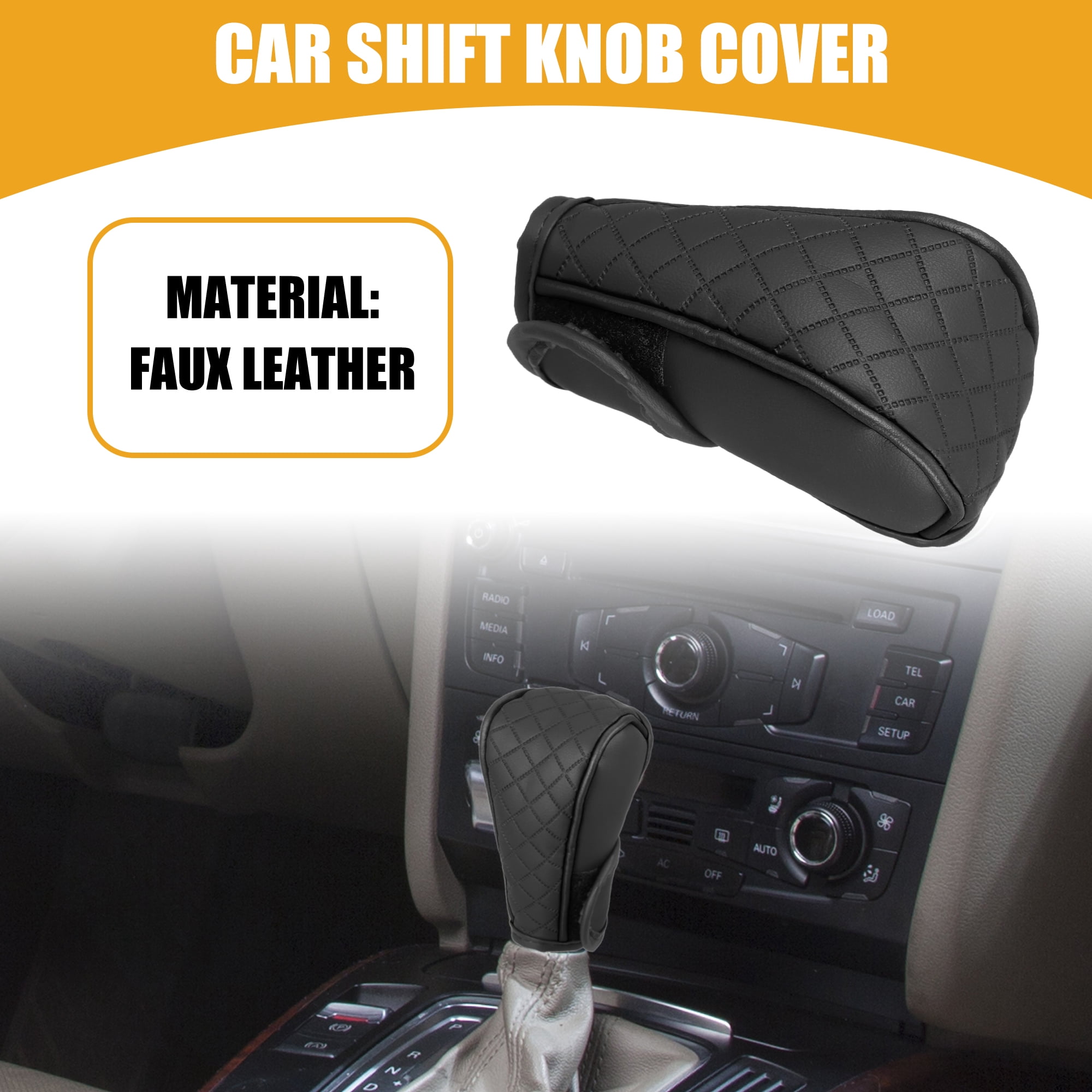 Unique Bargains Universal Car Shift Knob Cover Faux Leather Black