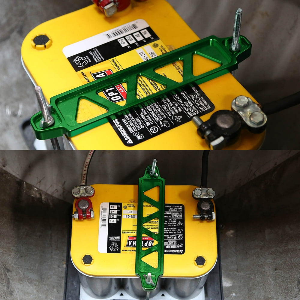 190mm/220mm Billet Aluminum Battery Tie Down Mount Bracket (Green