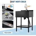 thumbnail image 6 of Rugerasy Stainless Steel Utility Sink,Freestanding Commercial Sink,Adjustable Leg with Hot and Cold Water Faucet,Hoses and Drain Kit,Large Laundry Tub for Kitchen,Garage,Bathroom,Outdoor Use, 6 of 7