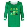 thumbnail image 2 of vdgthytj T-Shirts pour Femmes de la Saint-Patrick à Manches 3/4, Grande Taille, Col Ras du Cou, Trèfle, T-Shirt Graphique pour les Fêtes, 2 of 5